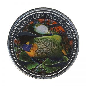 2001 Blue Gilled Angelfish Butterfly-Fish Mermaid Marine Life Protection Republic of Palau 1 Dollar Coin 1$