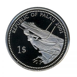 2001 Jelly-Fish Mermaid Marine Life Protection Republic of Palau 1 Dollar Coin 1$