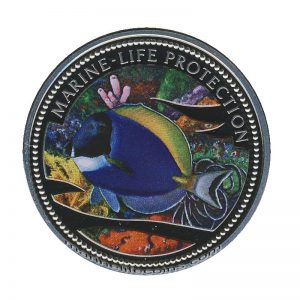 2002 Blue Surgeon Fish Mermaid Marine Life Protection Republic of Palau 1 Dollar Coin 1$