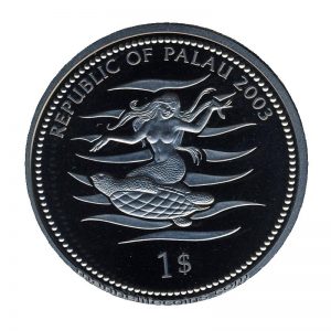 2003 Glittering Fish Reflective Fish Mermaid Marine Life Protection Republic of Palau 1 Dollar Coin 1$