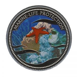 2003 Red Starfish Mermaid Marine Life Protection Republic of Palau 1 Dollar Coin 1$