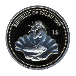 2005 Seahorse Mermaid Marine Life Protection Republic of Palau 1 Dollar Coin 1$