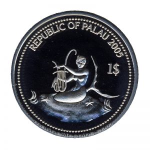 2005 Koran Angelfish Mermaid Marine Life Protection Republic of Palau 1 Dollar Coin 1$
