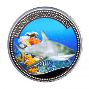 2008 Palau Color Coin Shark Haifisch Marine-Life Protection Farbmünze Mermaid Neptun