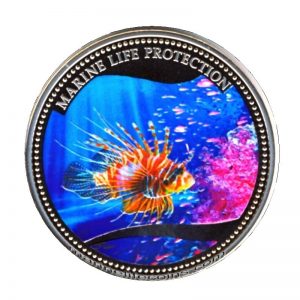 2009 Palau Color Coin Lionfish Feuerfisch Marine-Life Protection Farbmünze Mermaid Neptun